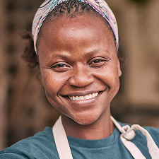 Happy person using phone